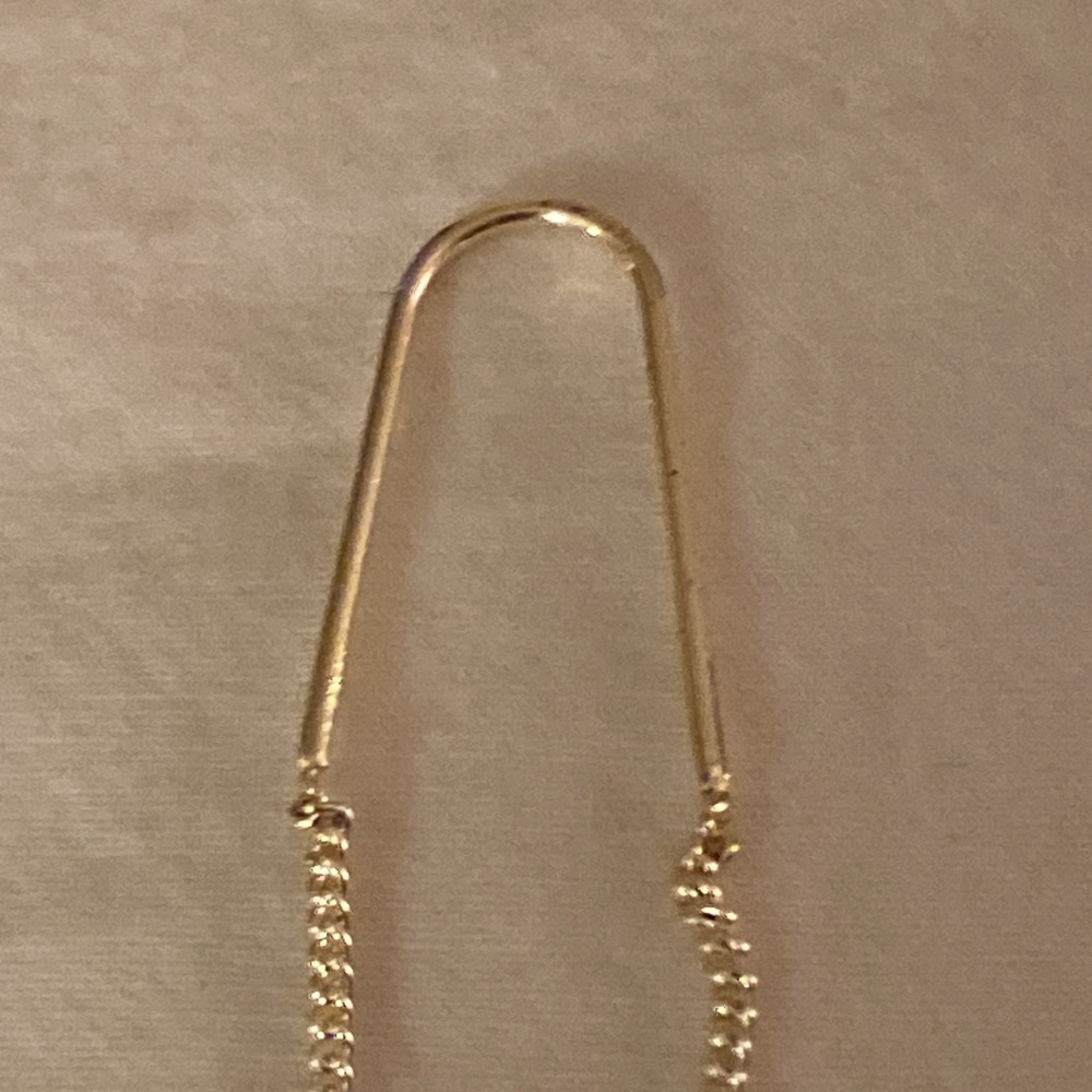 Silver Double Ring Thread Dangle Earrings - image 4